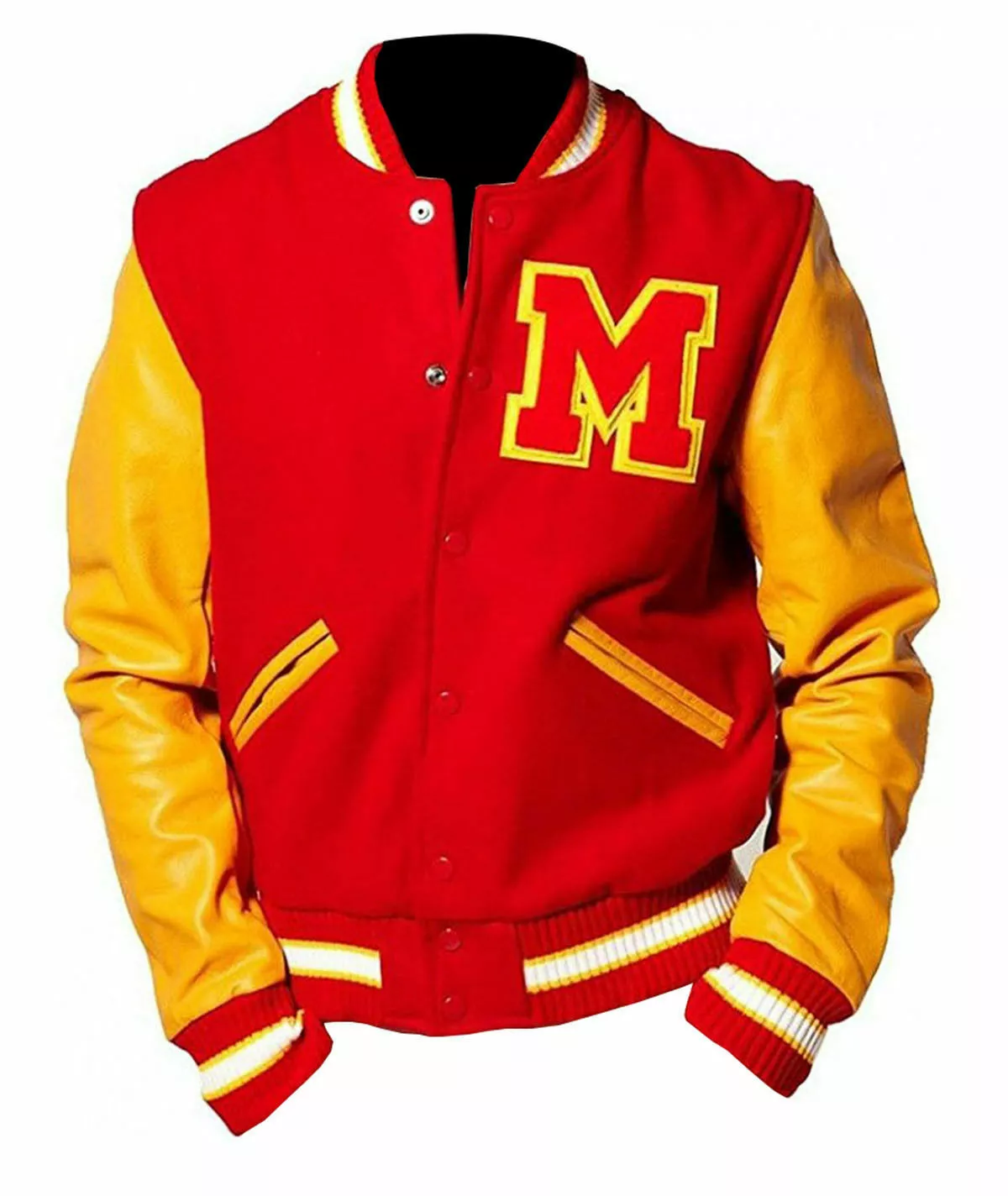 Michael Jackson Thriller Varsity Bomber Jacket – Red & Yellow Thriller Letterman Style