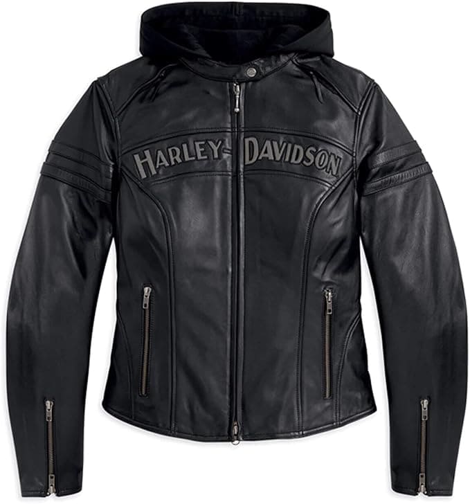 Women's Harley Davidson Miss Enthusiast Cruiser Motorcycle Jacket with Removable Hood