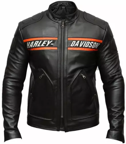 Harley Davidson Motorcycle Victoria Lane Cowhide Black Leather Jacket inspired by Gold Berg