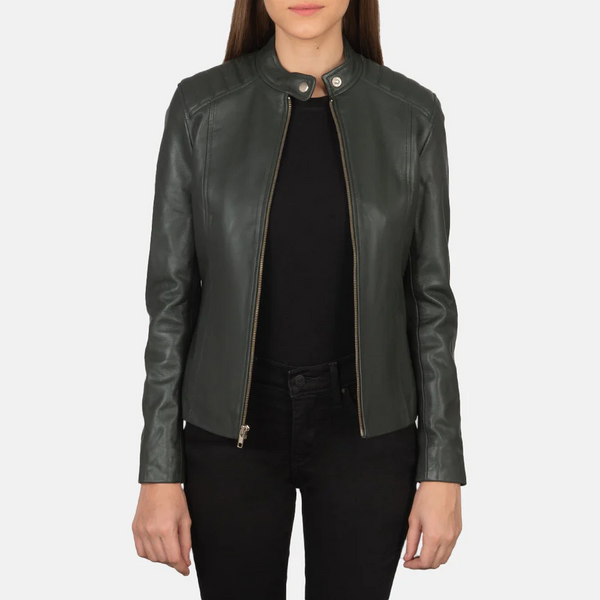 Emerald Dark Green Women’s Leather Jacket