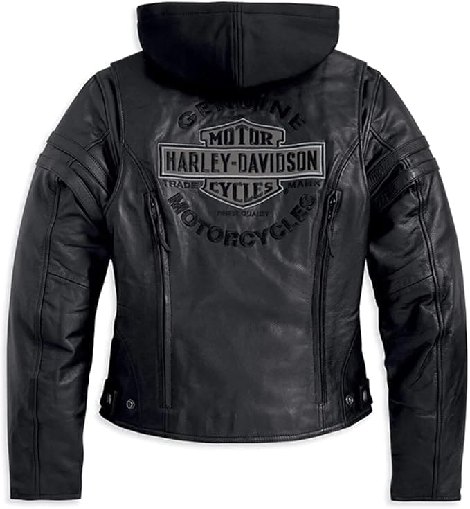 Women's Harley Davidson Miss Enthusiast Cruiser Motorcycle Jacket with Removable Hood