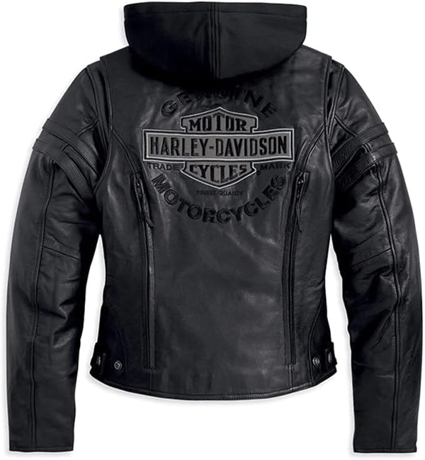 Women's Harley Davidson Miss Enthusiast Cruiser Motorcycle Jacket with Removable Hood