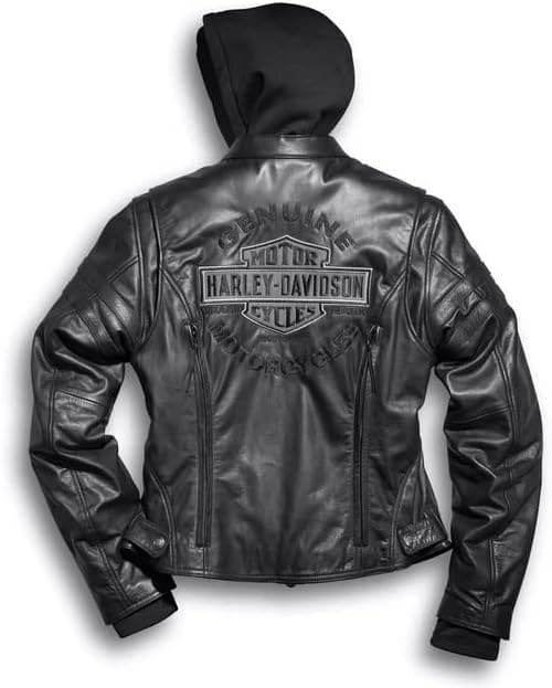 Women's Harley Davidson Miss Enthusiast Cruiser Motorcycle Jacket with Removable Hood