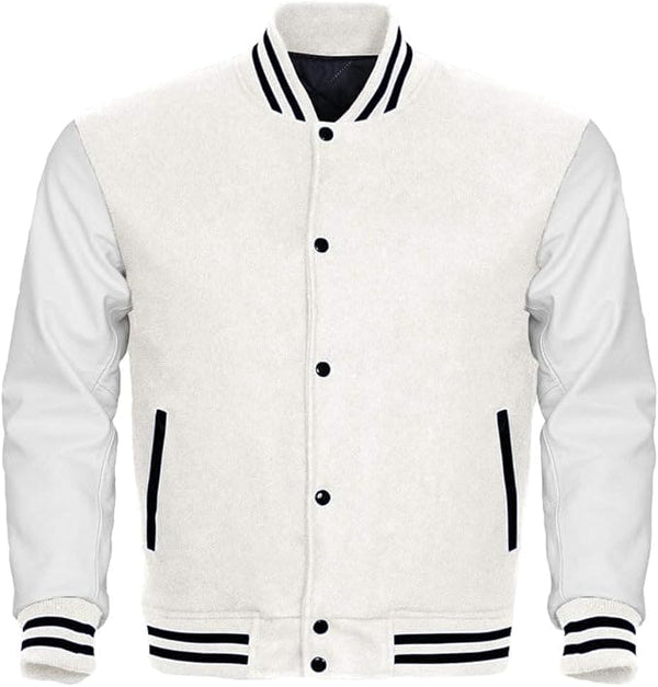 White Wool Varsity Jacket