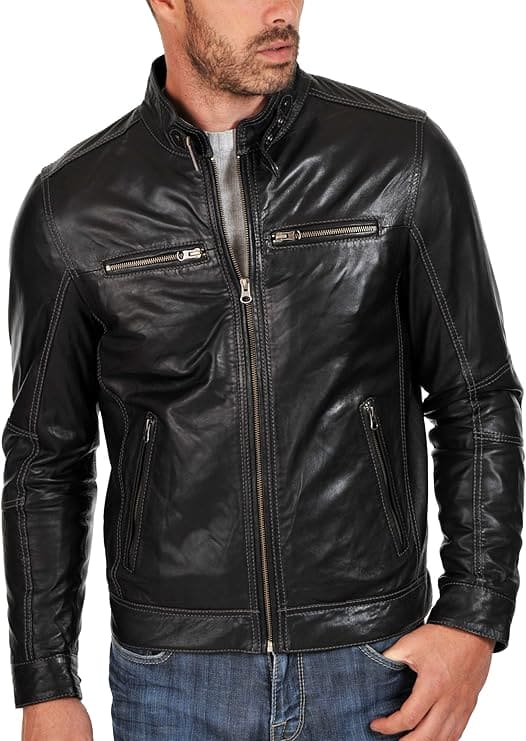Slimfit Biker Jacket for Men in Black Colour