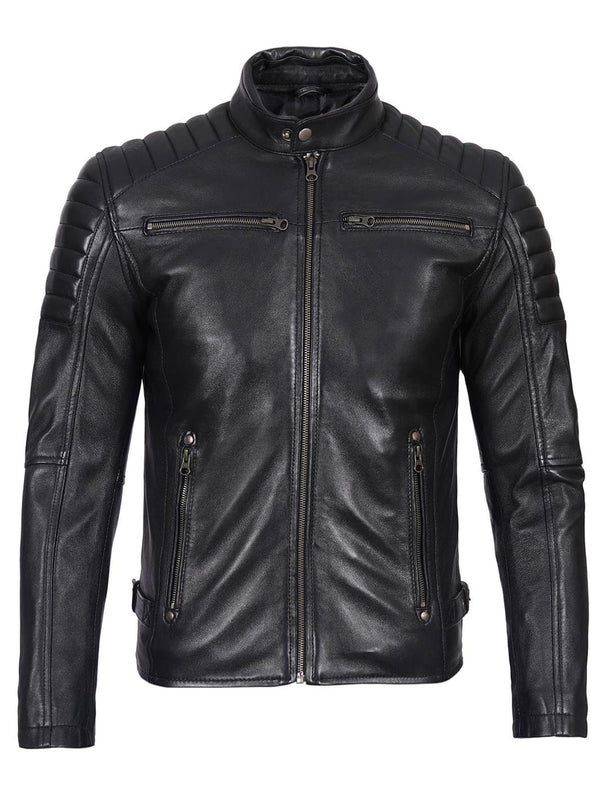Obsidian Black Genuine Leather Jacket for Men