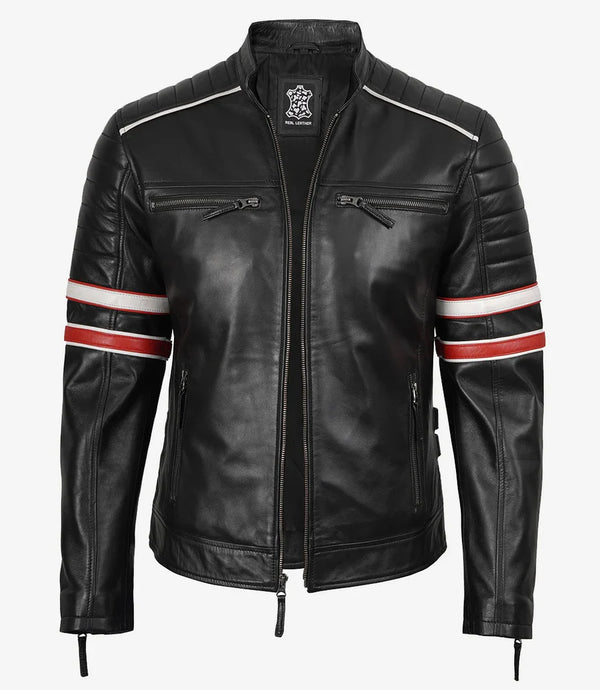 Hunter Black Cafe Racer Men's Leather Jacket