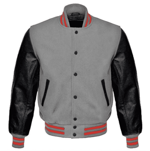men’s grey varsity jacket
