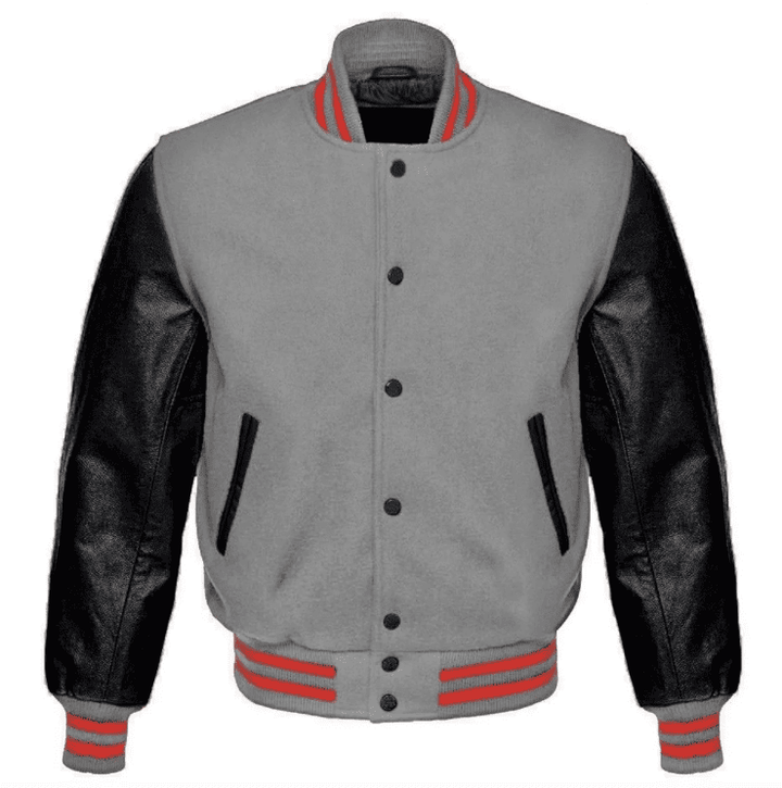men’s grey varsity jacket
