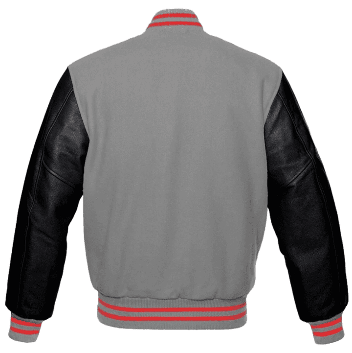 men’s grey varsity jacket
