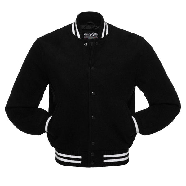 Vincent Black Wool Varsity NBA Bomber Jacket for Men