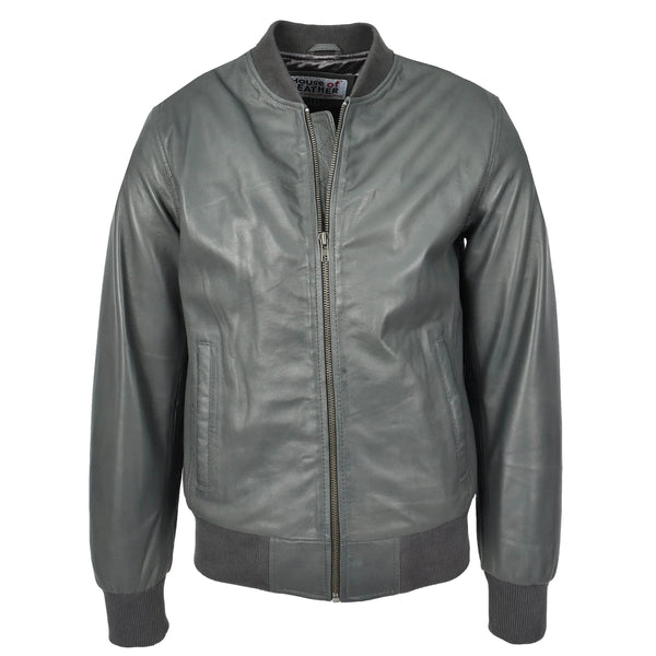 Harlan Men’s Cowhide Leather MA-1 Bomber Jacket