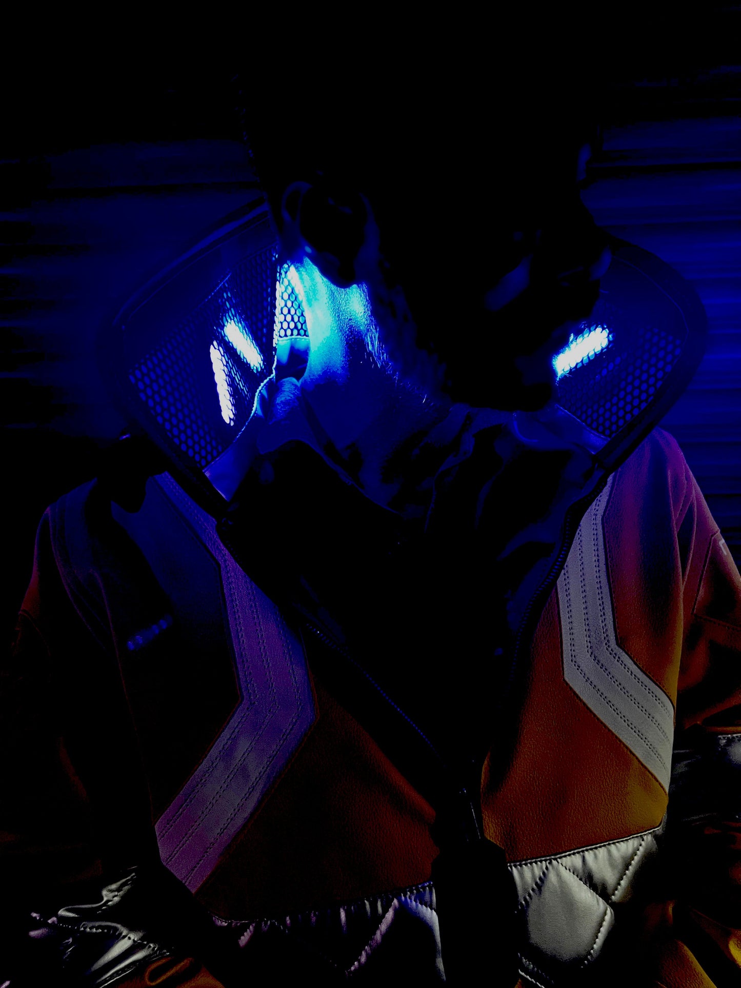 Cyberpunk Edgerunners Futuristic Cosplay Yellow Jacket with LED Illuminated Collar