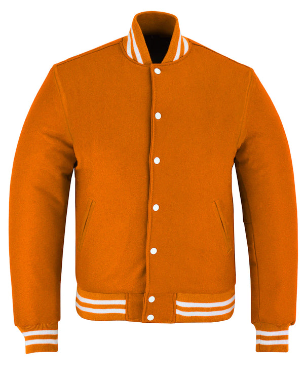 Wilder Orange Wool Varsity Bomber Jacket for Men – Orange Colour Letterman Style