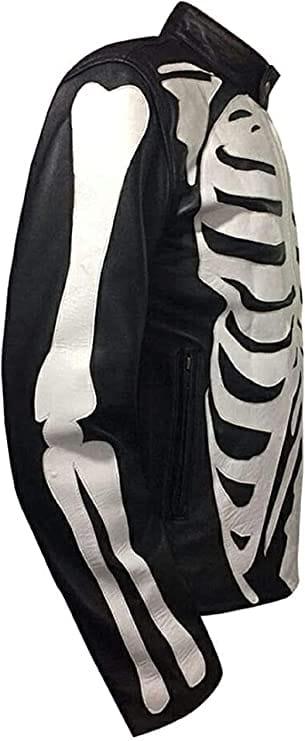 Premium Quality Skeleton Bones Halloween Cosplay Costume Real Leather Jacket - MNCLeather