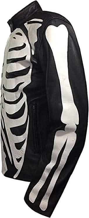 Premium Quality Skeleton Bones Halloween Cosplay Costume Real Leather Jacket - MNCLeather