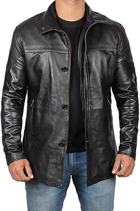 Supernatural Dean Winchester Bristol Black Leather Long Length Overcoat Coat for Men - MNCLeather