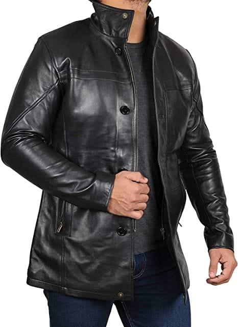 Supernatural Dean Winchester Bristol Black Leather Long Length Overcoat Coat for Men - MNCLeather