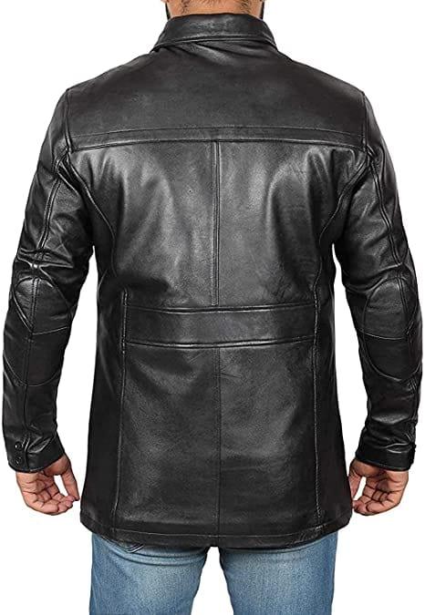 Supernatural Dean Winchester Bristol Black Leather Long Length Overcoat Coat for Men - MNCLeather