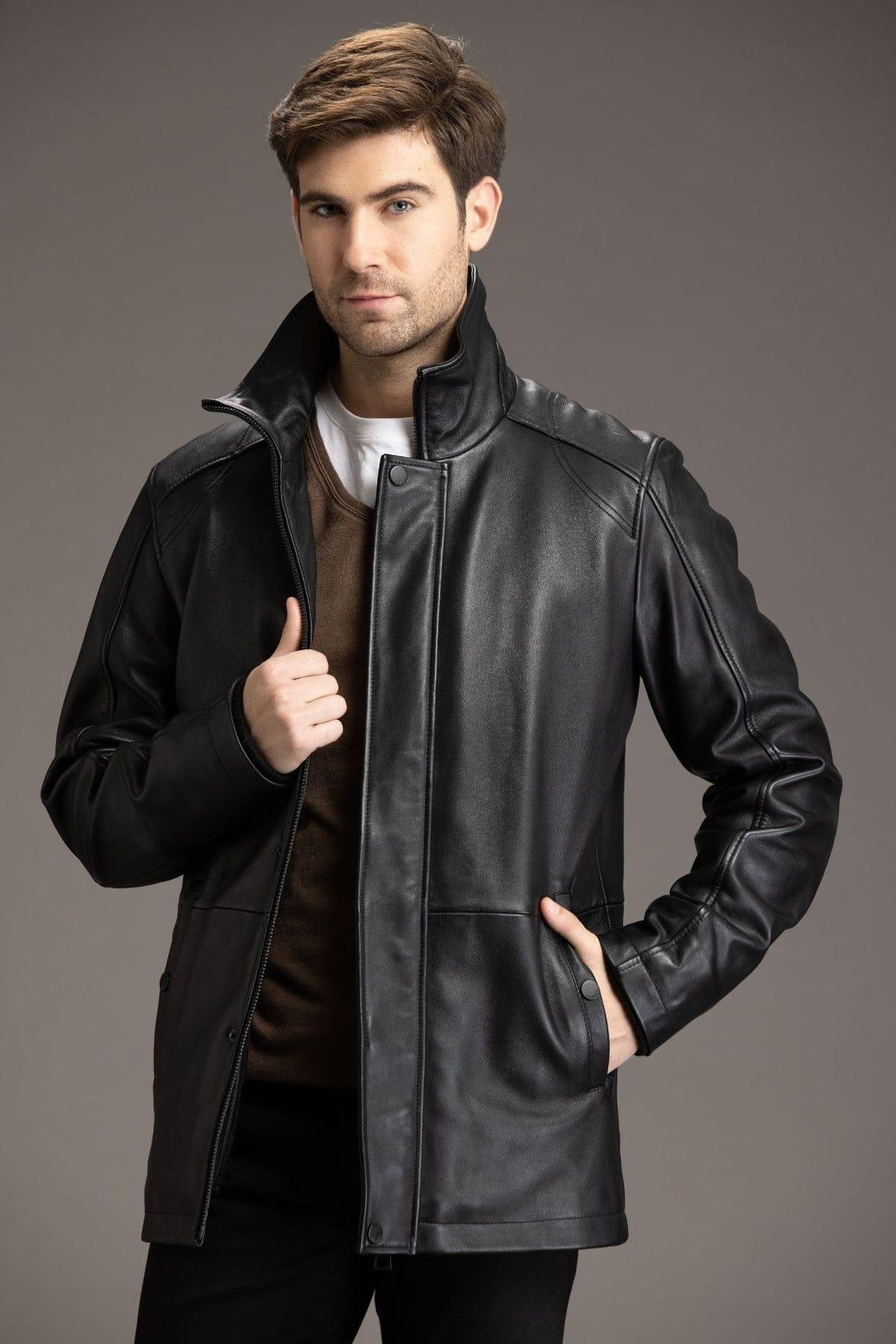 Supernatural Tan Brown 3/4 Long Length Lambskin Leather Overcoat for Men - MNCLeather