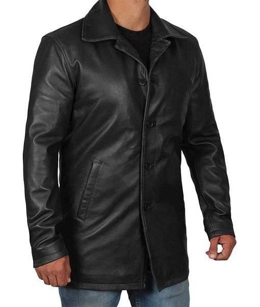 Supernatural Tan Brown 3/4 Long Length Lambskin Leather Overcoat for Men - MNCLeather