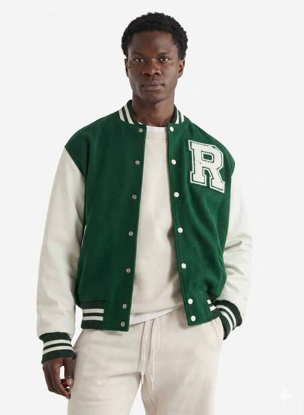 Wilson Roots 73 Green & White Wool NBA Varsity Jacket for Men