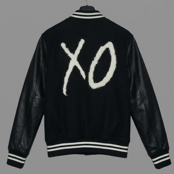 The Weeknd XO Black Varsity Bomber Jacket for Men | Inspired by Abel Tesfaye