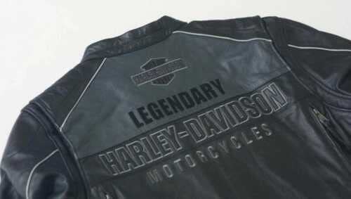 Men's Harley Davidson Motorcycle Votary Black Colorblock Cowhide Real Leather Jacket