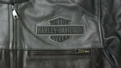 Men's Harley Davidson Motorcycle Votary Black Colorblock Cowhide Real Leather Jacket
