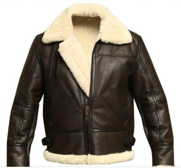 Real Sheep Shearling Original Pilot Bomber Aviator B3 Military Bomber Jacket with Shearling
