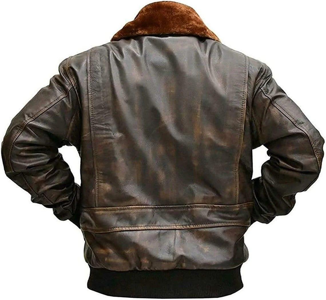 Men's Cockpit Pilot WWII Military Bomber G1 Distressed Brown Bomber Leather Jacket - RAF Aviator Bomber Jacket for Men - MNCLeather