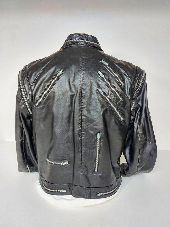 Rare Find MJ's Beat it Up Rocker Real Black Leather Jacket for Men - MNCLeather