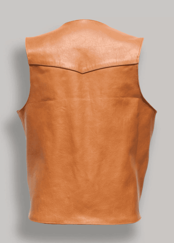 Tan Brown Lightweight Lambskin Genuine Leather Vest - MNCLeather